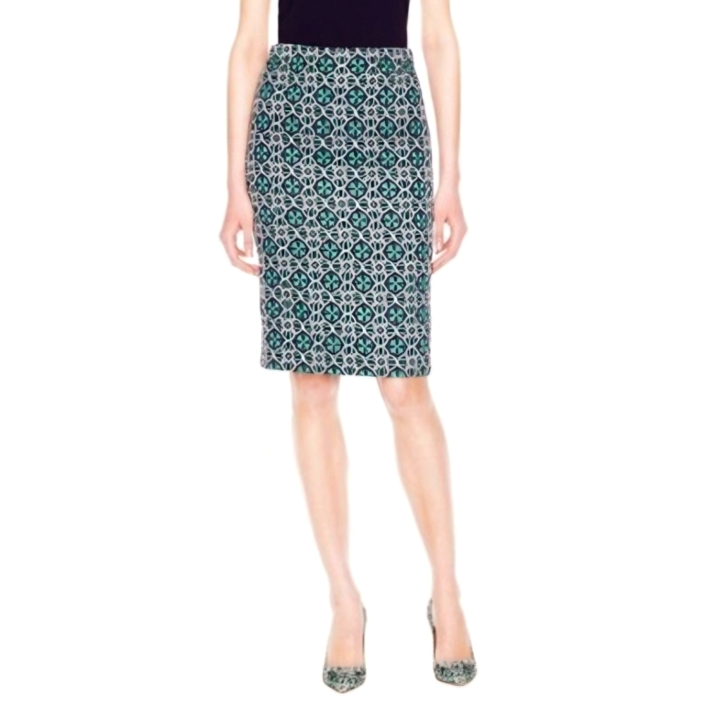 J.CREW Medallion print pencil skirt